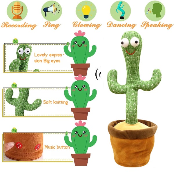 Dancing Cactus Toy Winter Style with Hat and Muffler